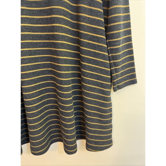 Toad & Co L Dress Blue Tan Stripe Organic Cotton Recycled Polyester Pockets - Picture 4 of 8